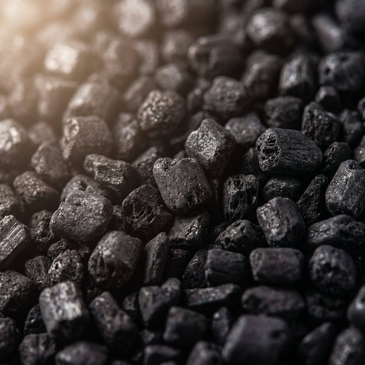 Close-up of activated carbon filter material